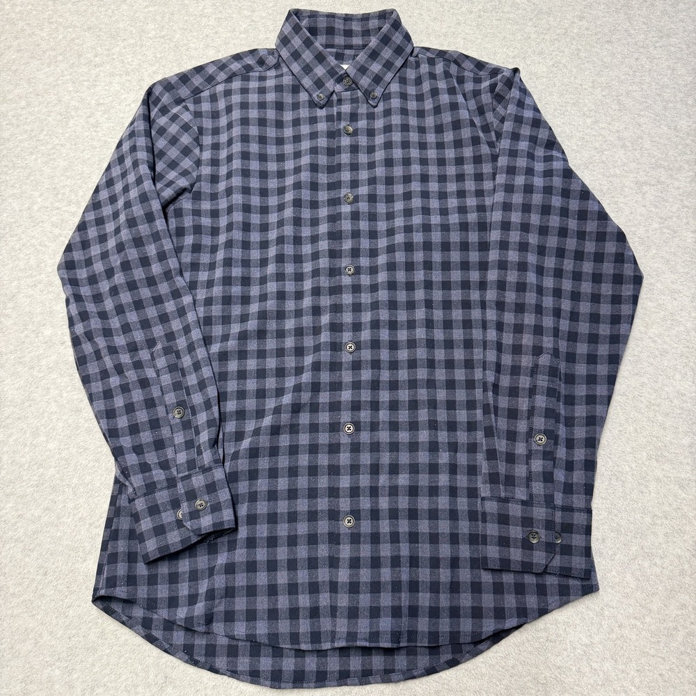Mizzen+Main Shirt Mens Small Blue Check Stretch Button Up Long Sleeve Trim Fit